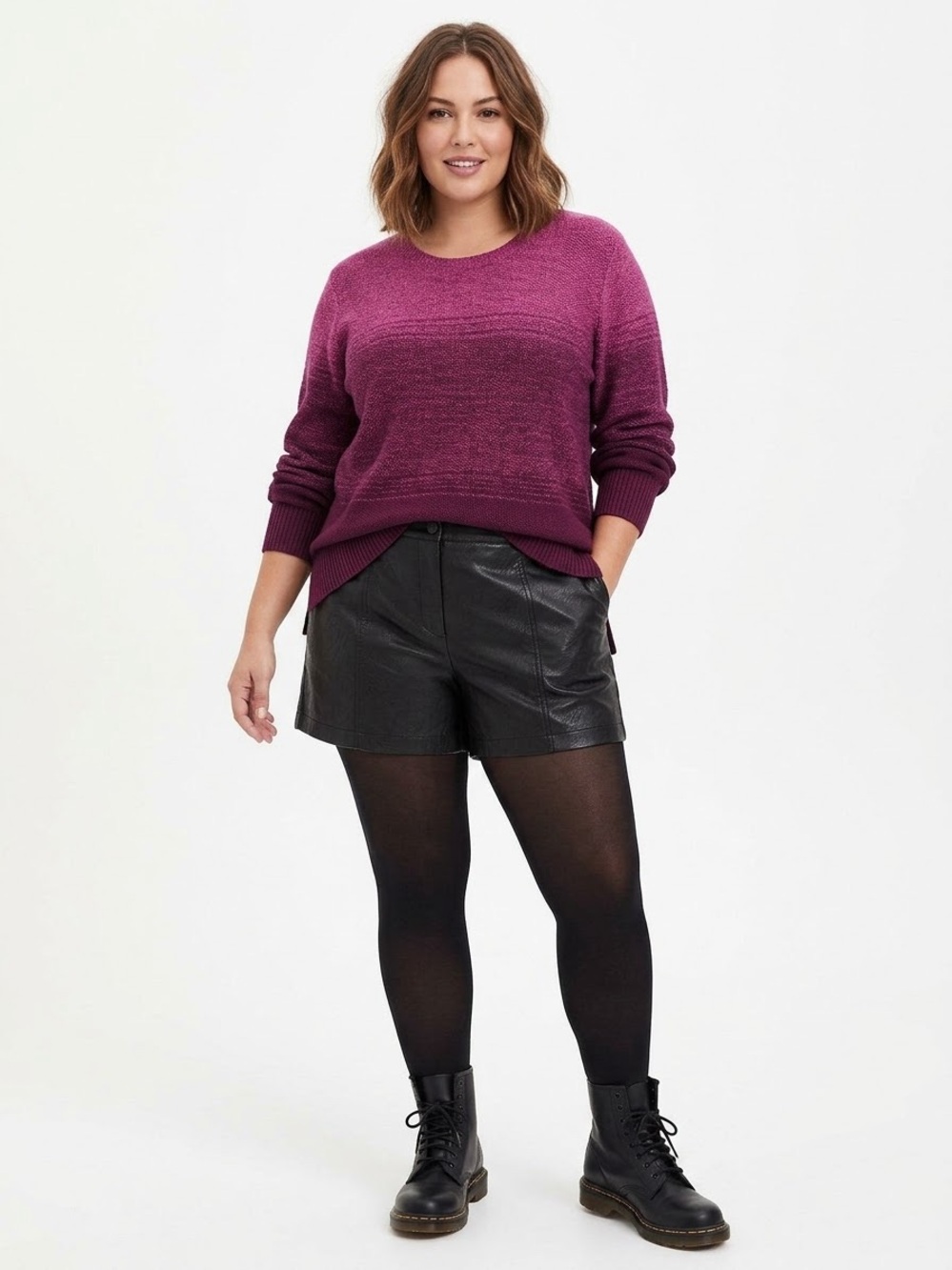 Gloria Vanderbilt Plum Scoop Neck Gradient Knit Sweater